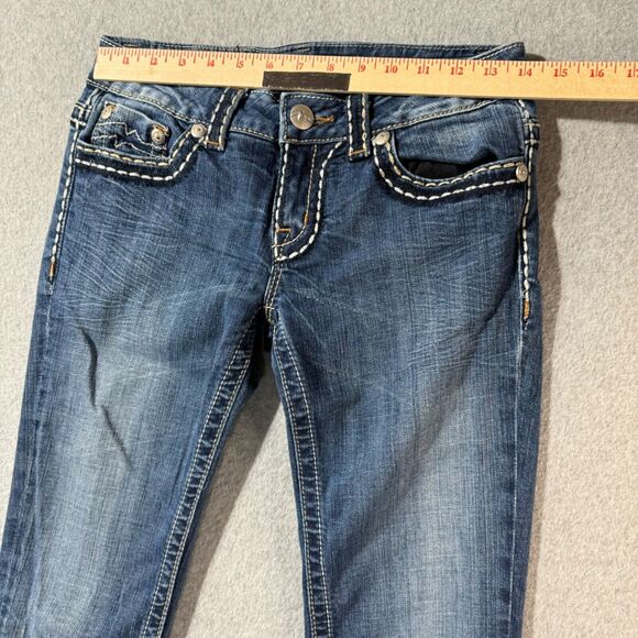 Miss Me Jeans Womens 28 Blue Irene Skinny Flap Pockets Low Rise Stretch Denim - Picture 5 of 12